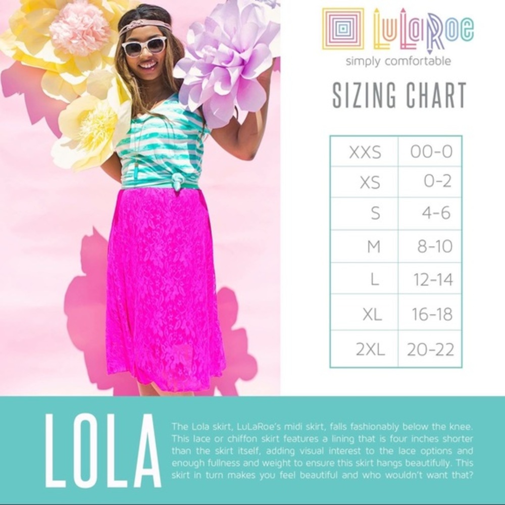 LuLaRoe XS white & blue floral lace Lola skirt - Picture 8 of 8